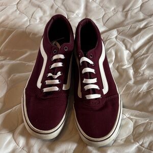 Vans Burgundy and White Athletic Shoes